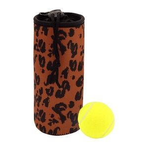 MYTAGALONGS Tennis Ball Holder Cup NEOPRENE Bag with Clip Leopard Animal Print